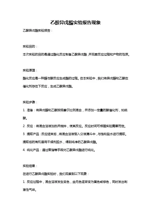 乙酸异戊酯实验报告现象
