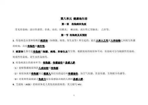 人教版八年级生物下册第八单元知识点汇总