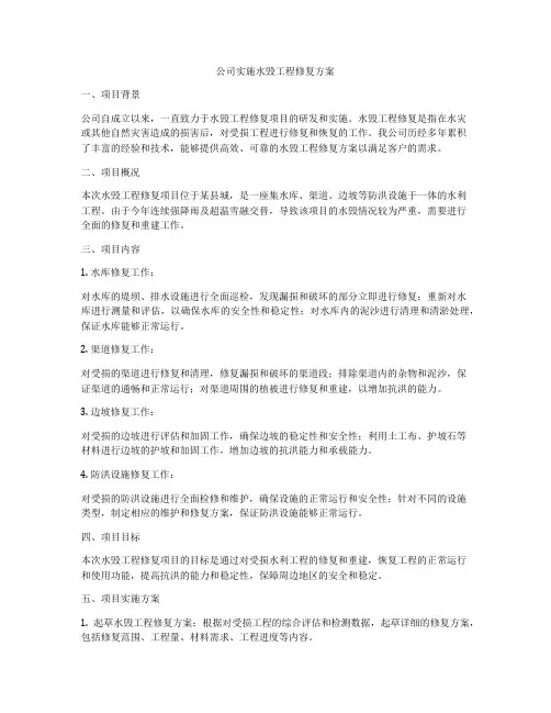 公司实施水毁工程修复方案