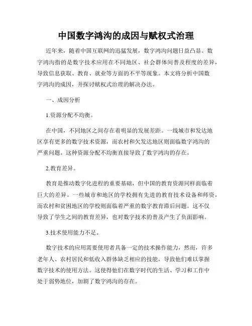 中国数字鸿沟的成因与赋权式治理