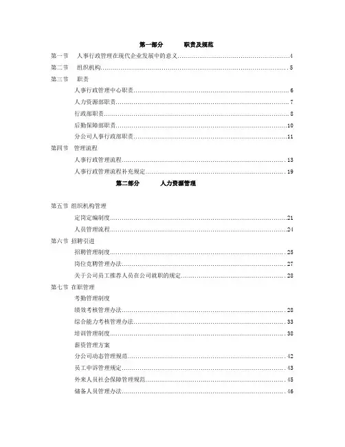 某公司人力资源操作管理手册