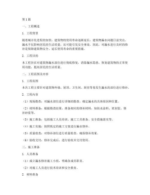 漏水修补工程施工方案(3篇)