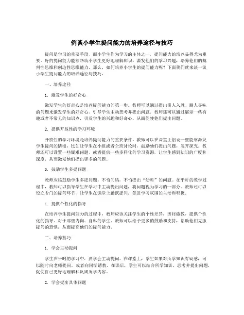 例谈小学生提问能力的培养途径与技巧