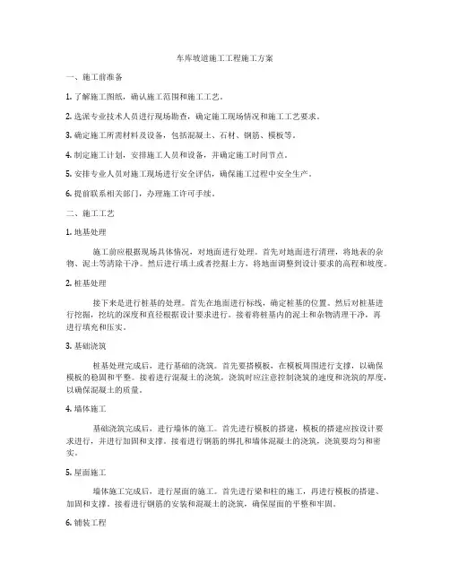 车库坡道施工工程施工方案