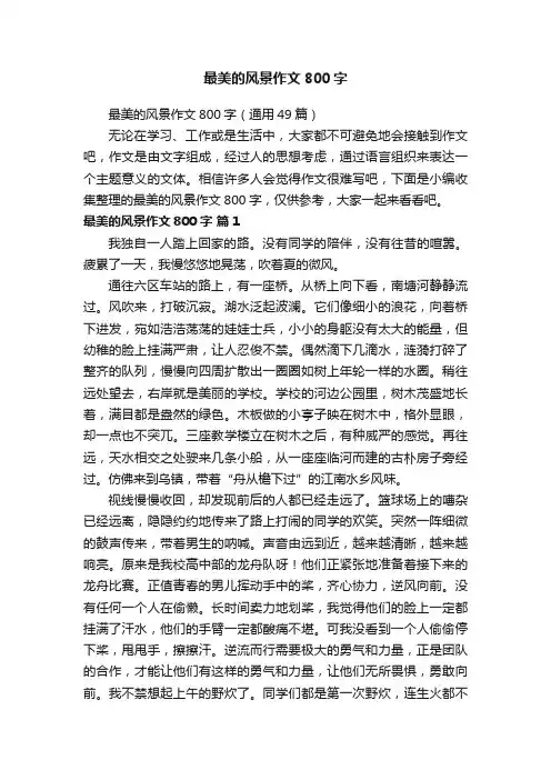 最美的风景作文800字（通用49篇）