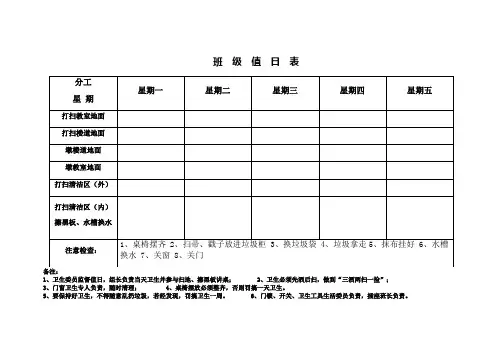 班级值日表