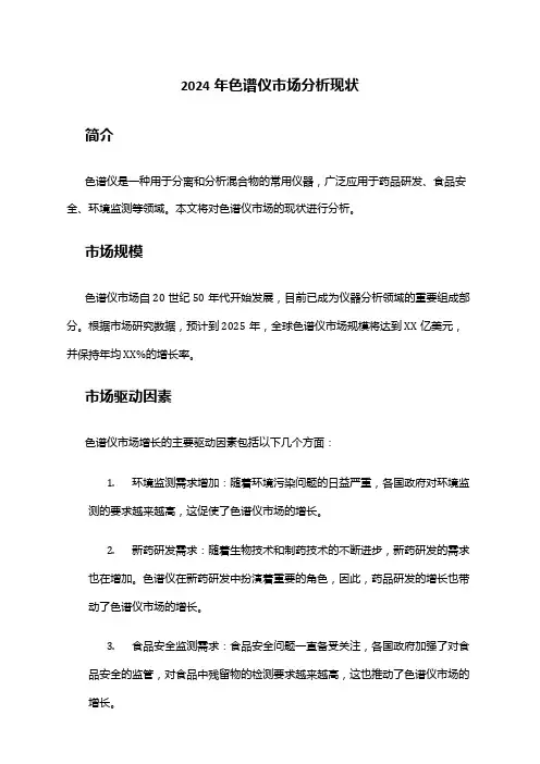 2024年色谱仪市场分析现状