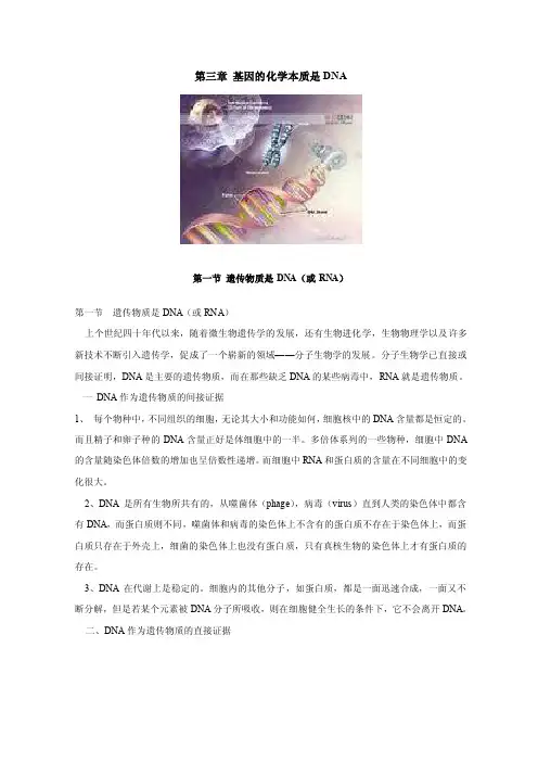基因的化学本质是DNA