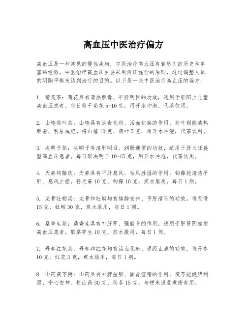 高血压中医治疗偏方