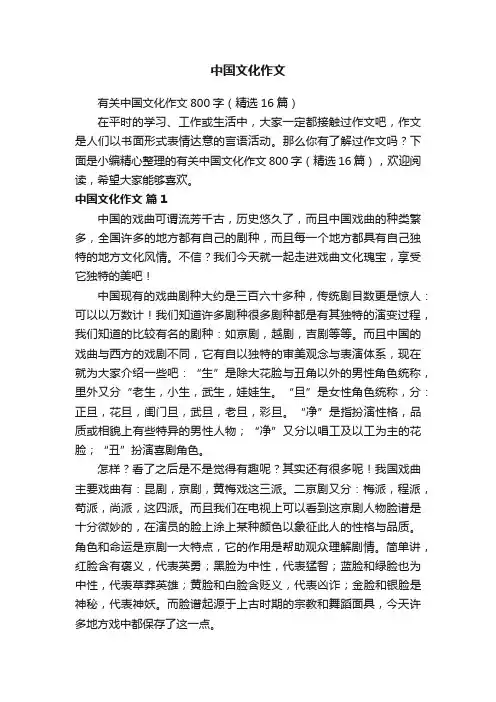 有关中国文化作文800字（精选16篇）