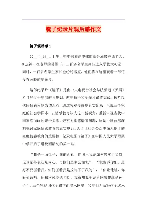 镜子纪录片观后感作文
