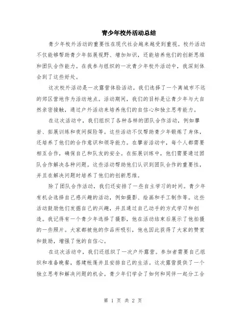 青少年校外活动总结
