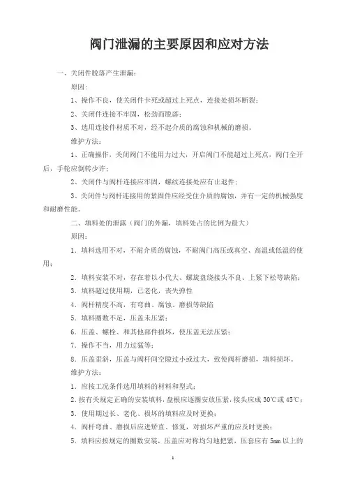 阀门泄漏的主要原因和应对方法
