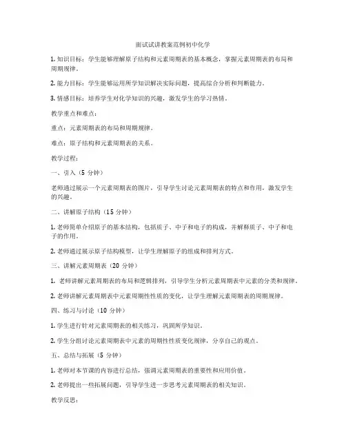 面试试讲教案范例初中化学