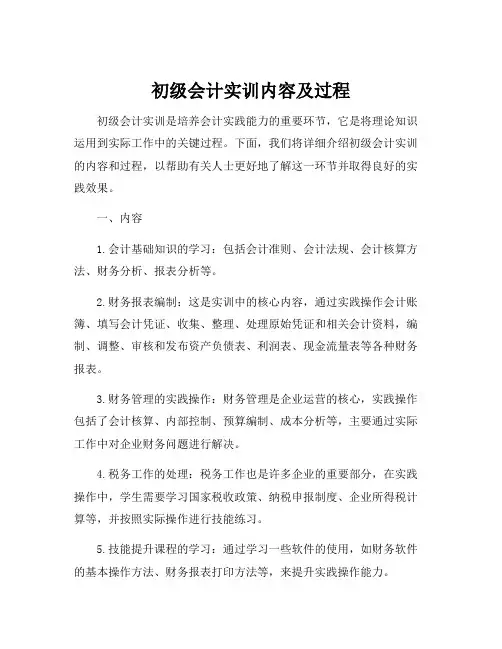 初级会计实训内容及过程