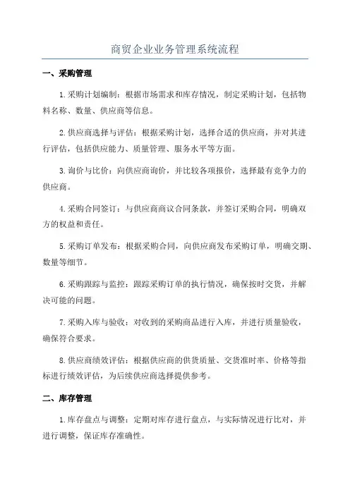 商贸企业业务管理系统流程