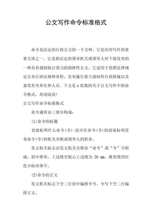 公文写作命令标准格式
