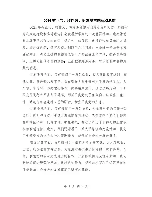 2024树正气、转作风、促发展主题活动总结