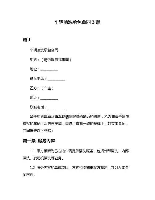 车辆清洗承包合同3篇
