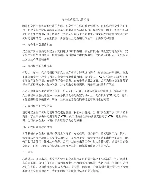 安全生产费用总结汇报