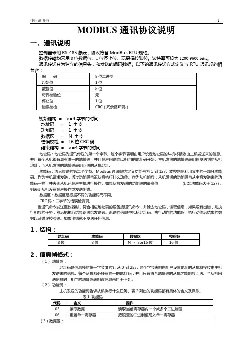 RS485通讯 modbus 协议