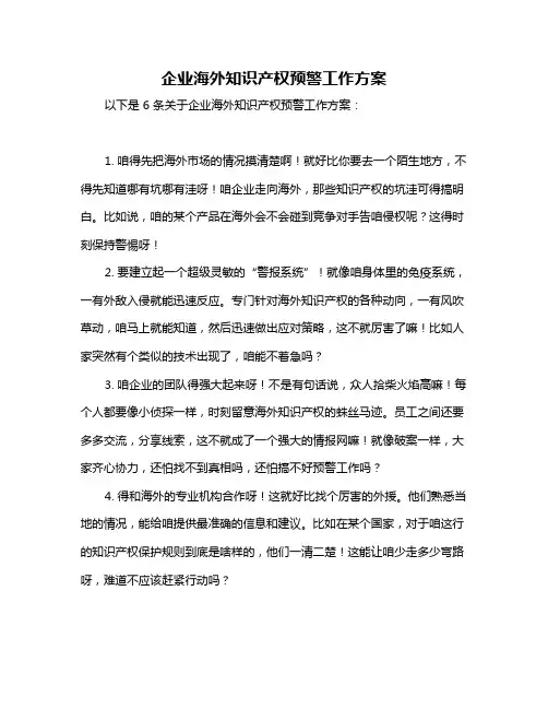 企业海外知识产权预警工作方案