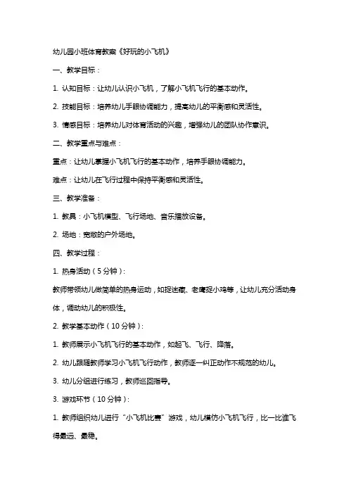 幼儿园小班体育教案《好玩的小飞机》