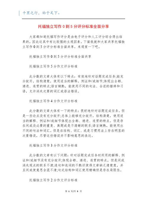 托福独立写作0到5分评分标准全面分享