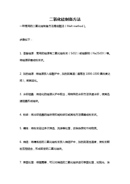 二氧化硅制备方法