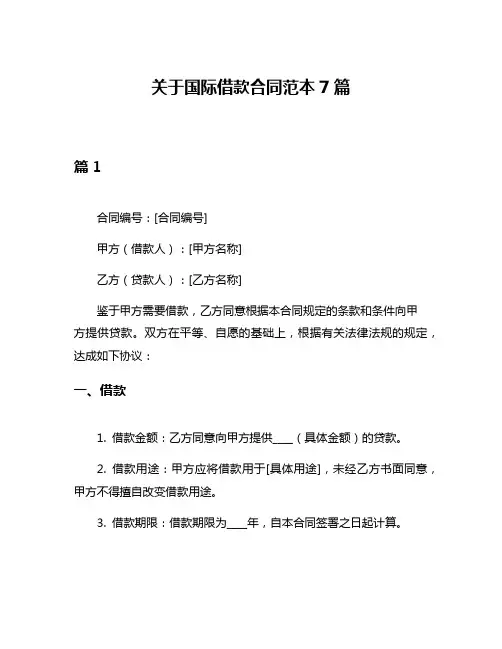 关于国际借款合同范本7篇