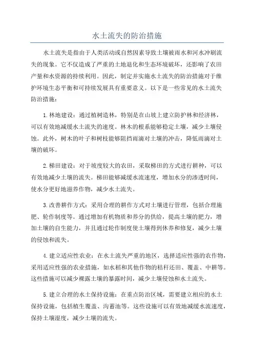 水土流失的防治措施