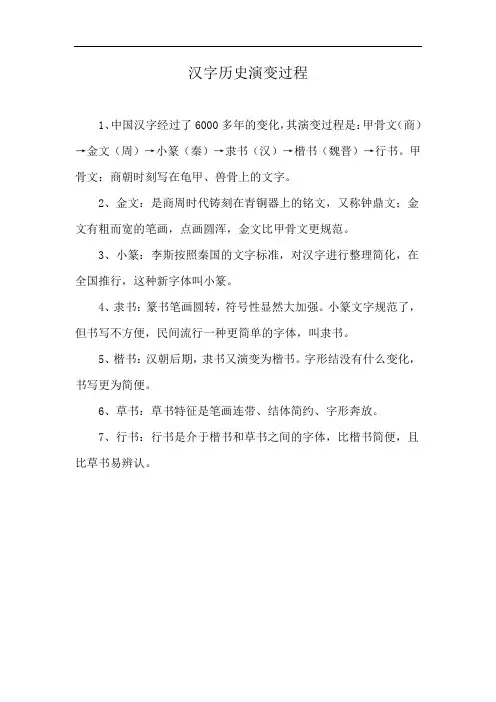汉字历史演变过程