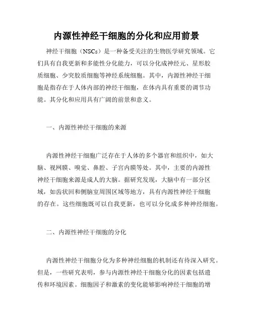 内源性神经干细胞的分化和应用前景