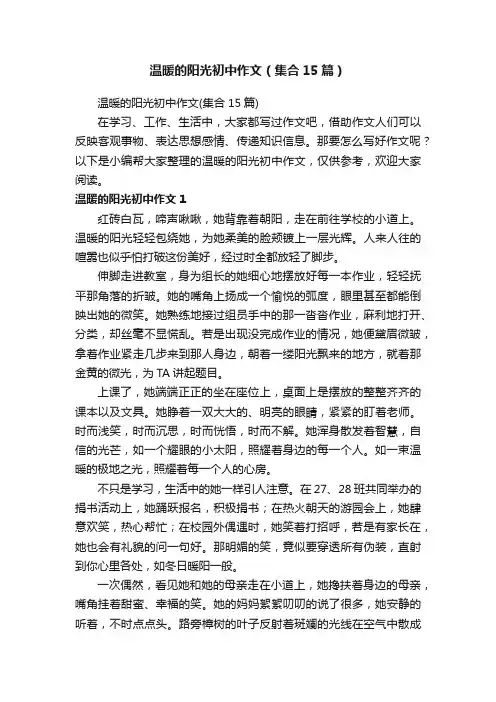温暖的阳光初中作文（集合15篇）