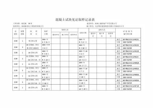 混凝土试块见证取样重点学习的记录标准表格格.doc