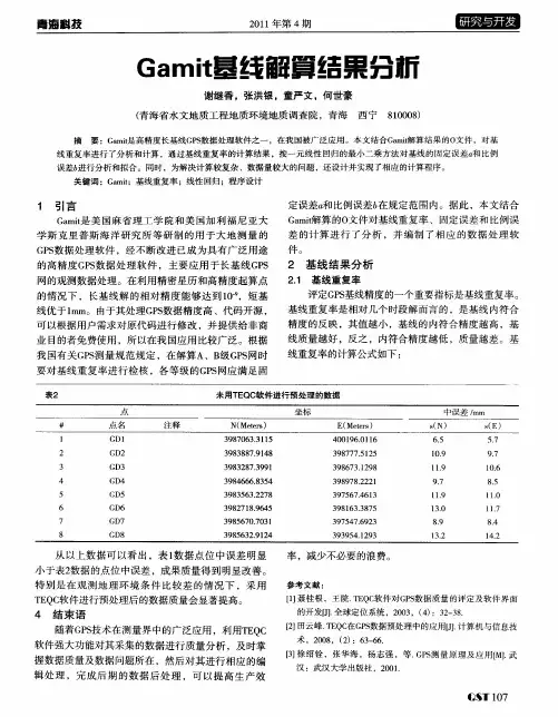 Gamit基线解算结果分析