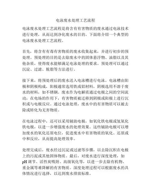 电泳废水处理工艺流程