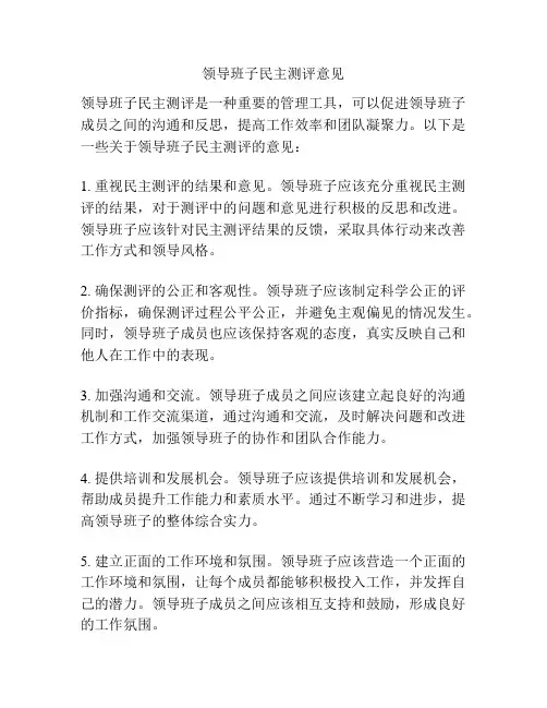 领导班子民主测评意见
