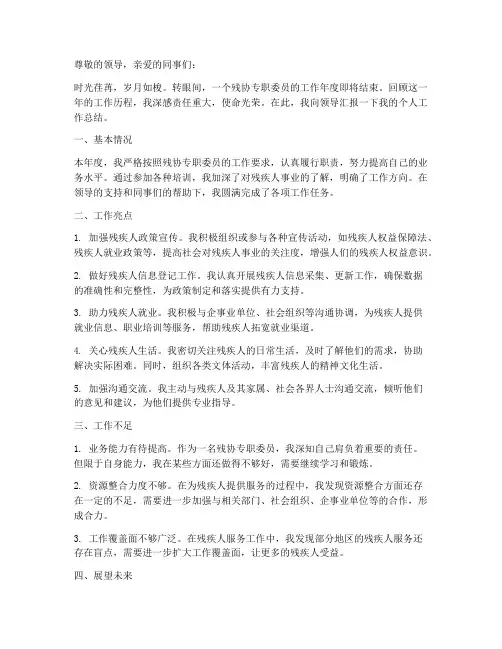 残协专职委员个人工作总结