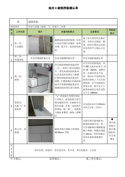 6.砌筑样板确认单