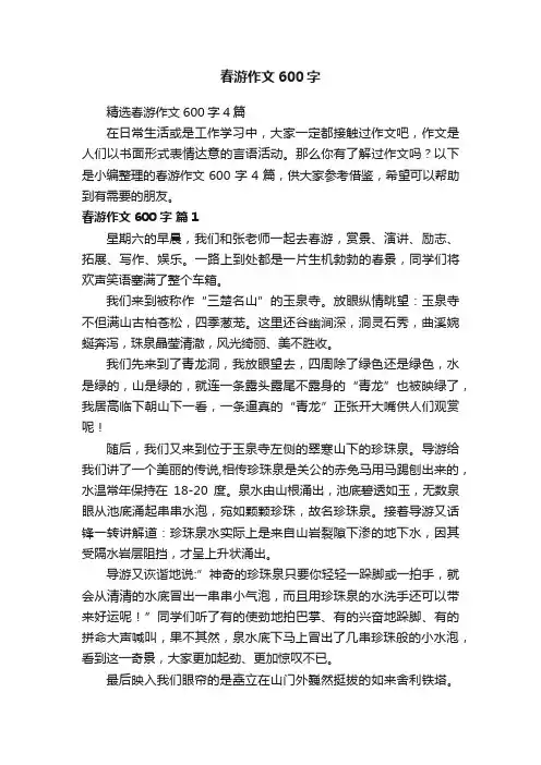 精选春游作文600字4篇