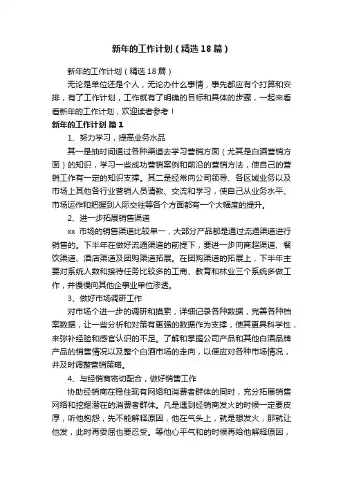 新年的工作计划（精选18篇）