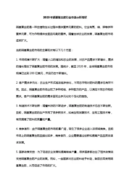 2023年硝基复合肥行业市场分析现状