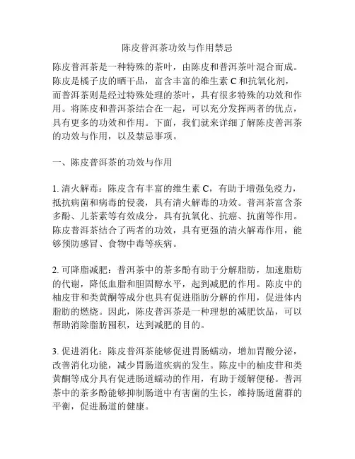 陈皮普洱茶功效与作用禁忌