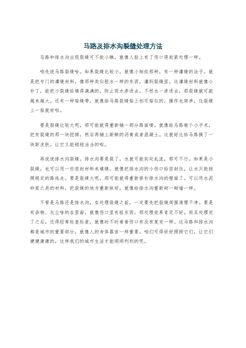马路及排水沟裂缝处理方法