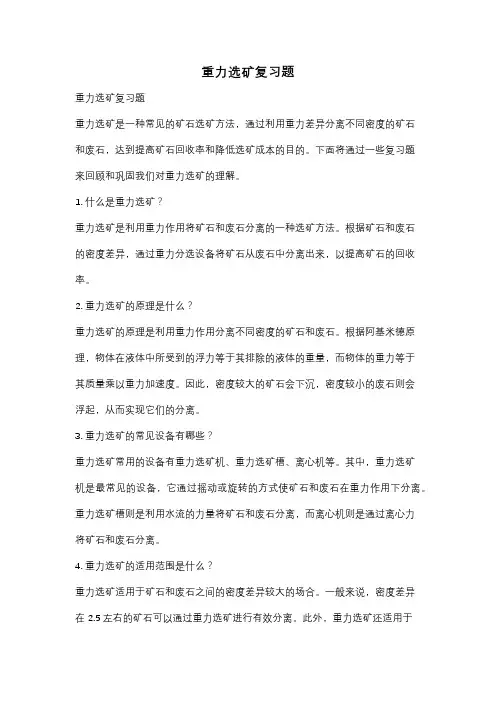 重力选矿复习题