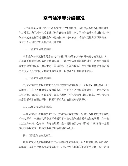 空气洁净度分级标准