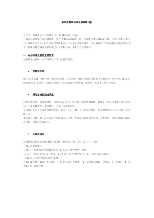 赵巷发展现状及发展原因浅析