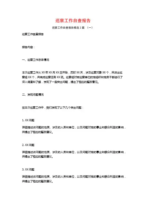 巡察工作自查报告2篇