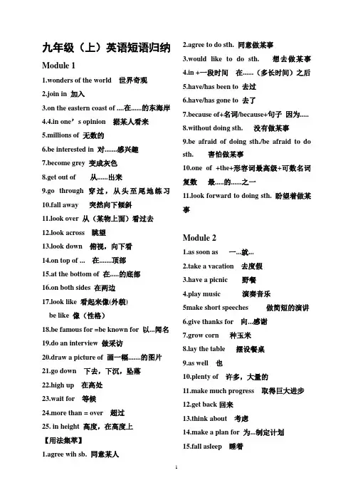 新外研版九年级上重点词组